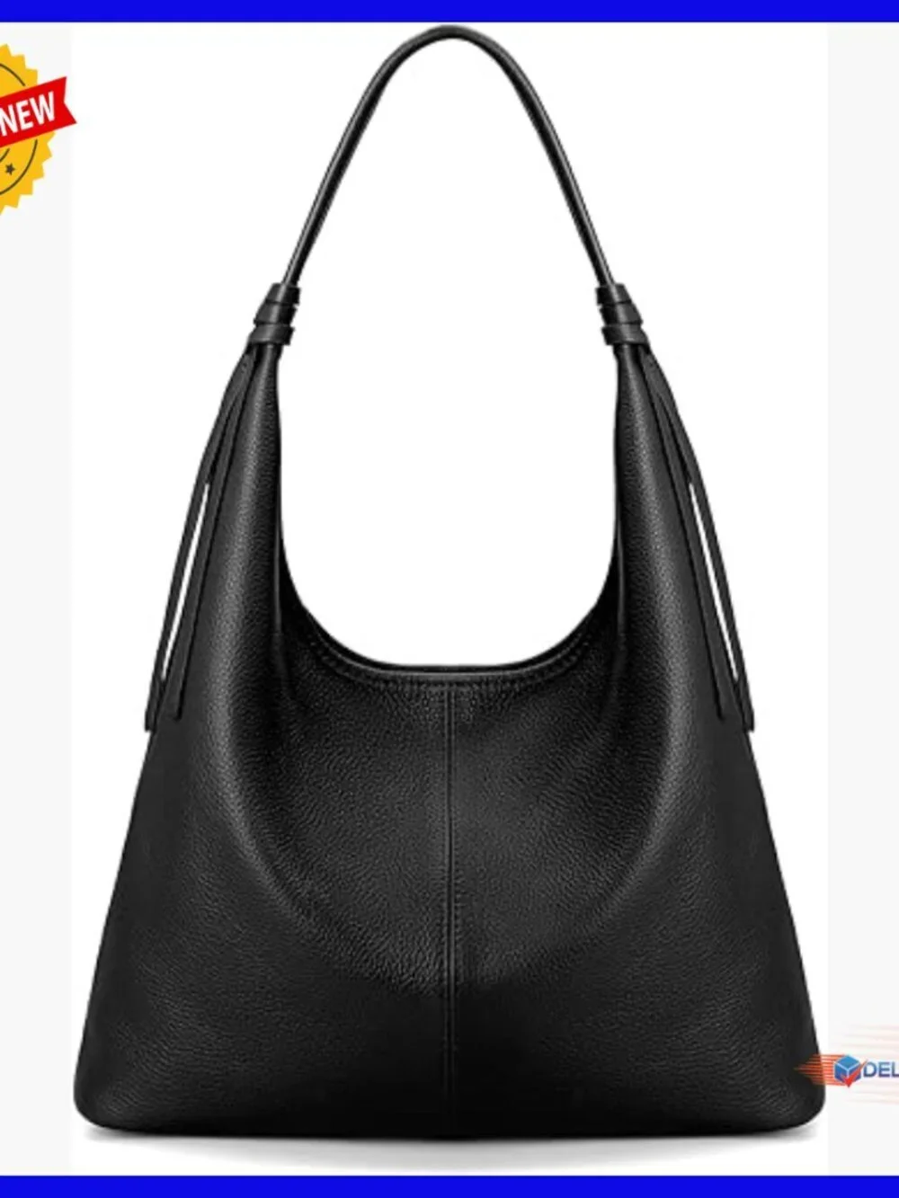 Genuine Leather Slouchy Hobo Tote Bag with Tassel Magnetic Closure